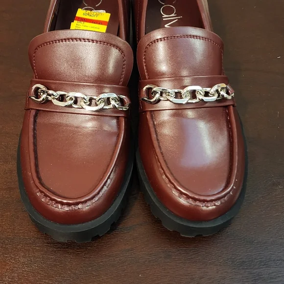 Calvin Klein Marshela Casual Lug Sole Chain Loafers, Dark Wine, Size 9 - Picture 8 of 9